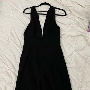 Deep V, backless jumpsuit/romper
